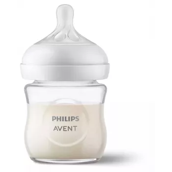 Philips Avent Natural Response lasinen tuttipullo 125 ml vastasyntyneen imukkeella, 0m+