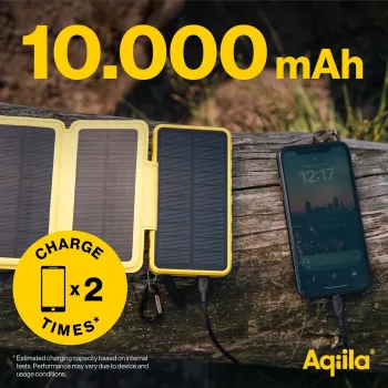 Aqiila Powerbird BS10 aurinko-powerbank 10000 mAh musta & oranssi