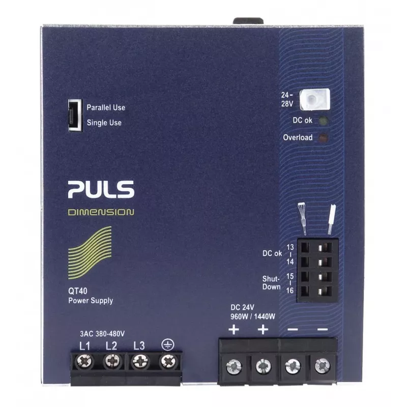 PULS DIMENSION QT40.241 DIN-kiskovirranlähde 24V DC 40A 960W 3-vaihe