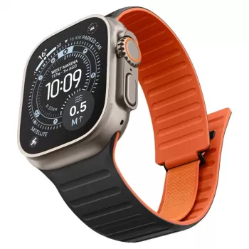 Spigen Athlex Air M ranneke Apple Watch 8/9/10/11/SE/Ultra (44/45/46/49 mm) – musta/oranssi