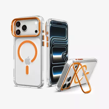 Spigen Ultra Hybrid Optik S MagSafe -kotelo iPhone 17 Pro / 18 Pro - läpinäkyvä/oranssi