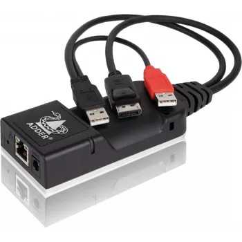ADDER ALIF101T-DP DisplayPort KVM-jatko lähetin Cat5e/6/7 kautta - 2560x1600, USB 2.0, audio, musta alumiini