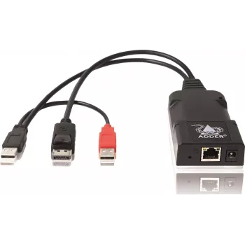 ADDER ALIF101T-DP DisplayPort KVM-jatko lähetin Cat5e/6/7 kautta - 2560x1600, USB 2.0, audio, musta alumiini