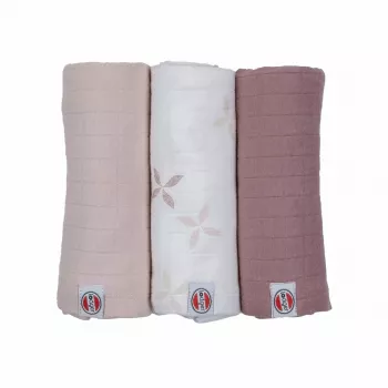 Lodger Swadler Solid Matcha -puuvillakapalo, Rose, 70x70 cm, 3 kpl
