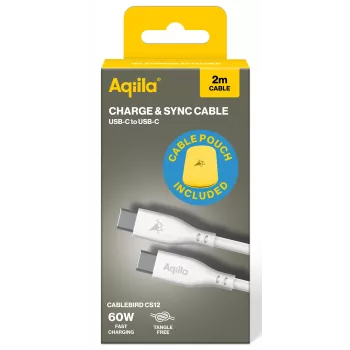 AQIILA Cablebird CS12 USB-C - USB-C -lataus- ja synkronointikaapeli 2m 60W musta AQCBPBIC2SI829
