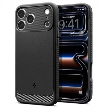 Spigen Rugged Armor Mag MagSafe -kotelo iPhone 18 Pro / 17 Pro – matta musta
