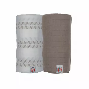 Lodger Swaddler Solid Matcha puuvillamusseliinikapalointiliina, Birch/Buffalo, 110x110 cm, 2 kpl:n pakkaus