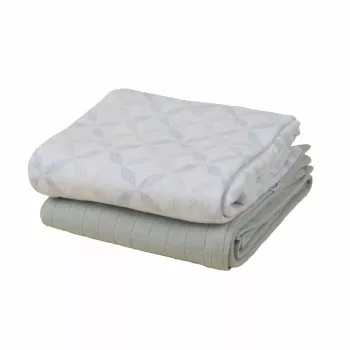 Lodger Swadler Solid Matcha puuvillakapalointiliina, Peppermint/Blue Fogg, 110x110 cm, 2 kpl:n pakkaus