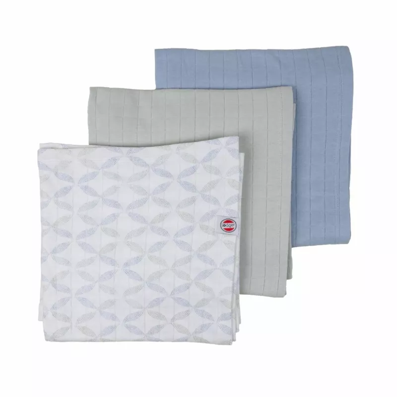 Lodger Swadler Solid Matcha puuvillakapalointiliina, minttu, 70x70 cm, 3 kpl:n pakkaus