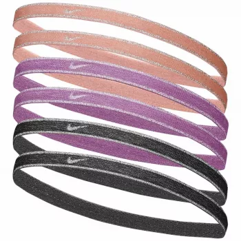 Nike Swoosh Sport Metallic hiuslenksut 6 kpl:n pakkaus – persikka, vaaleanpunainen, harmaa