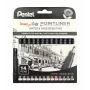 Pentel Arts Pointliner -pysyvä hienotussisarja, 14 eri viivanleveyttä 0,03 mm–3,0 mm, musta muste (YS20P-14)