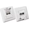 Wirewin DD-TRIO-C6 UP2 WS CAT6 suojattu uppoasennettava datapistorasia, 2-porttinen, LSA, puhtaanvalkoinen RAL 9010