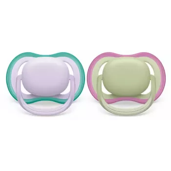 Philips Avent Ultra Air tutti 0-6 kuukautta, 2 kpl:n pakkaus, tytöt roosa/lila, SCF085/24