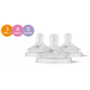 Philips Avent Natural Response tuttipullon silikonituttisarja (3 kpl:n pakkaus, Flow 3, 1+ kuukautta)