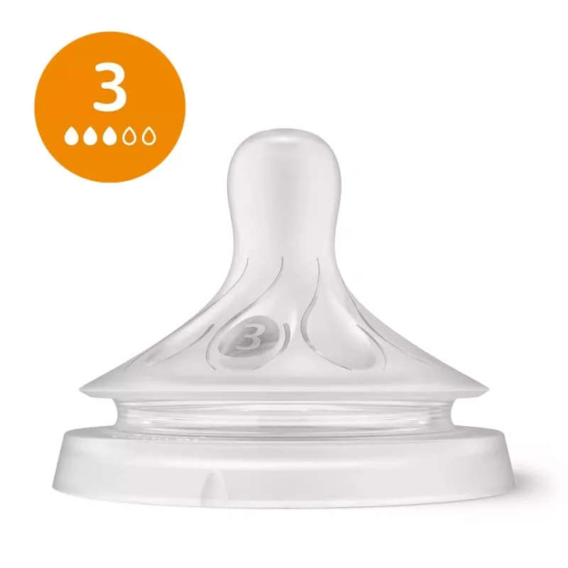 Philips Avent Natural Response tuttipullon silikonituttisarja (3 kpl:n pakkaus, Flow 3, 1+ kuukautta)