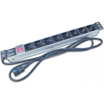 Wirewin NVL8 UPS 19 tuuman 1U rack-asennettava PDU 8 Schuko-pistorasialla, 16A, musta