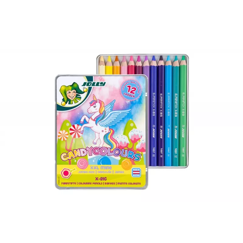 JOLLY X-BIG CANDYCOLOURS värikynät, sekoitetut värit, 12 kpl (3099-0137)