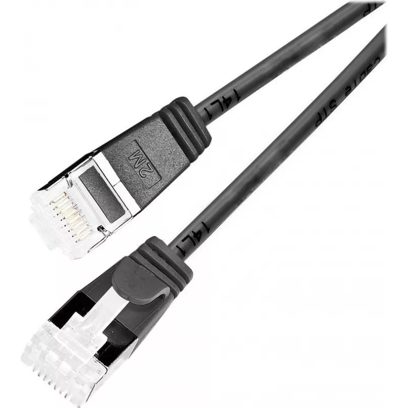 Wirewin Slim -verkkokaapeli U/FTP Cat 6a musta 7,0 m PKW-LIGHT-STP-K6A 7.0 SW