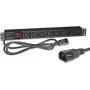 Wirewin NVL8 USV Version 19 tuuman 1U räkkikiinnitteinen PDU, 8x IEC C13 -lähtöä, IEC C14 -tulo, 10A, 2300W, musta