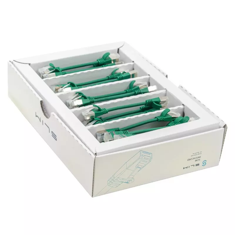 Wirewin SLIM-LS-K6A 0.1 GN 50 Cat6a U/FTP Slim Ethernet -verkkokaapeli, 0,1 m, vihreä, 50 kpl:n pakkaus