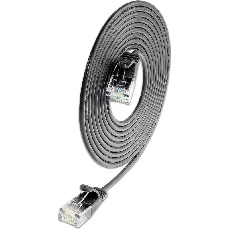 Wirewin Cat6A U/UTP Slim -verkkokaapeli, RJ45, 0,5 m, musta SLIM-L-UU-K6A 2.0 BK