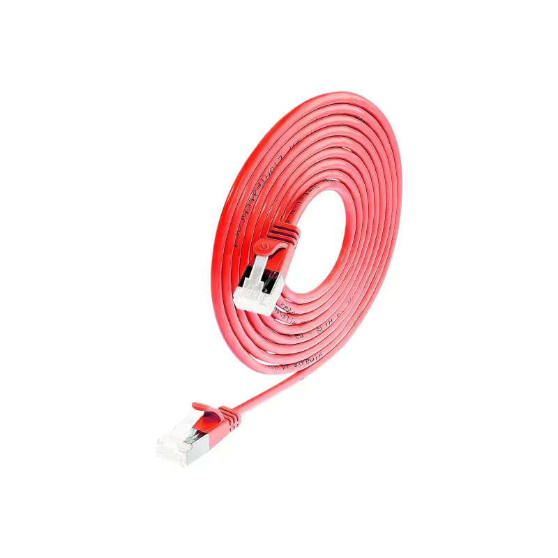 Wirewin Light -patchkaapeli pyöreä U/FTP Cat 6a punainen 0,1m ohut joustava PoE PKW-LIGHT-STP-K6A 0.1 RT
