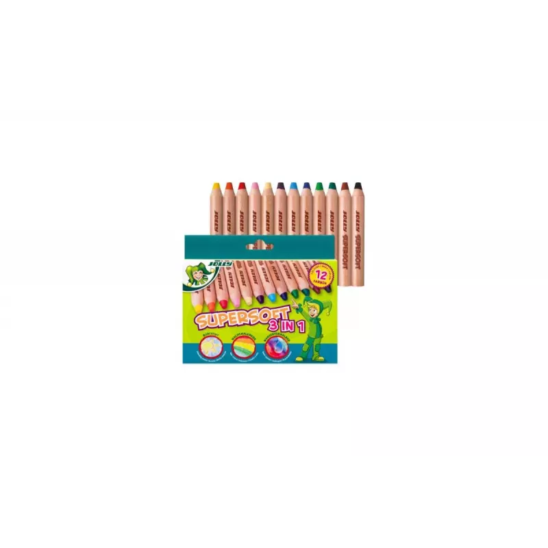 JOLLY Supersoft 3 in 1 väriliidut, eri värit, 12 kpl (5956-0002)