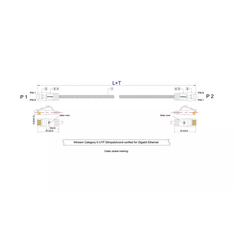 Wirewin SLIM UT6 10 GR - Cat.6 Slim Tough -kaapeli, U/UTP, 10 m, harmaa (PKW-TOUGH-K6 10.0)