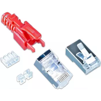Wirewin MOD SL KAT6A STP 10 RT RJ-45-liitin, Cat.6A, STP, työkaluton, punainen, 10 kpl:n pakkaus