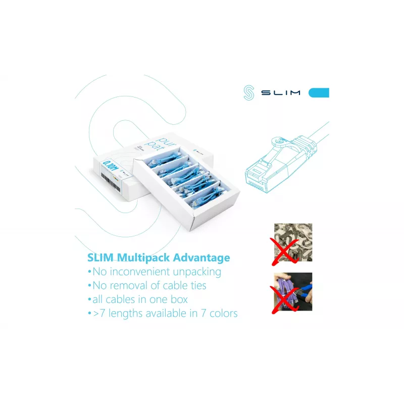 Wirewin SLIM-LS-K6A 3.0 YE 36 Cat6a U/FTP ohut Ethernet patch-kaapeli, 3 m, keltainen, 36 kpl:n pakkaus