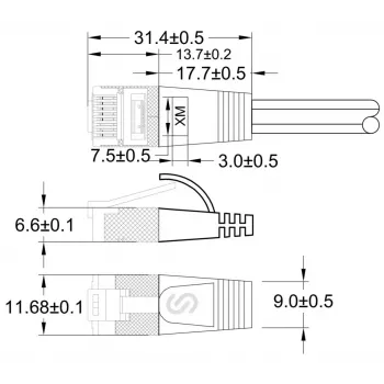 Wirewin Triotronik 0,15 m Cat6 U/FTP ohut Ethernet patch-kaapeli, punainen PKW-STP-SLIM-KAT6 0.15 RT
