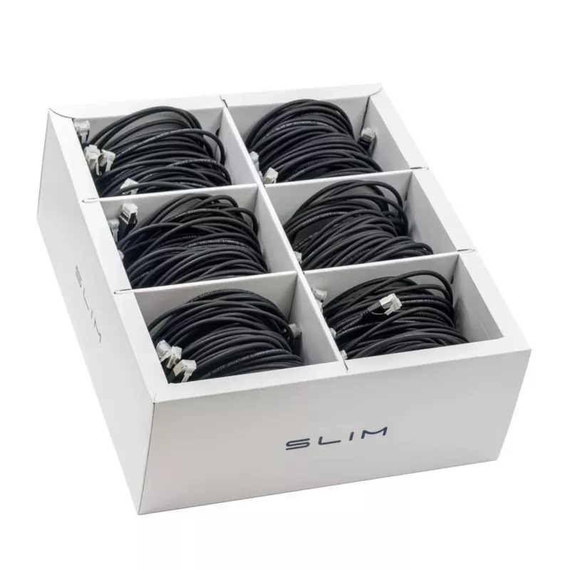 Wirewin SLIM-LS-K6A 3.0 BK 36 - 10 Gigabit Cat6a ohut Ethernet patch-kaapeli, 3 m, musta, 36 kpl:n pakkaus