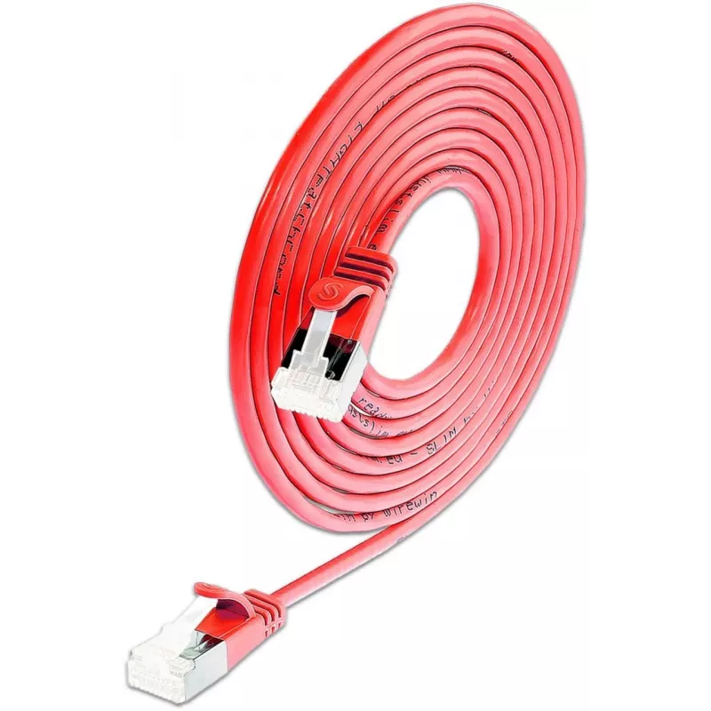 Wirewin SLIM KAT6A 10 Gigabit Light patch-kaapeli, 0,15 m, U/FTP, Ø 3,8 mm, punainen, 50 kpl:n pakkaus SLIM-LS-K6A 0.15 RD 50