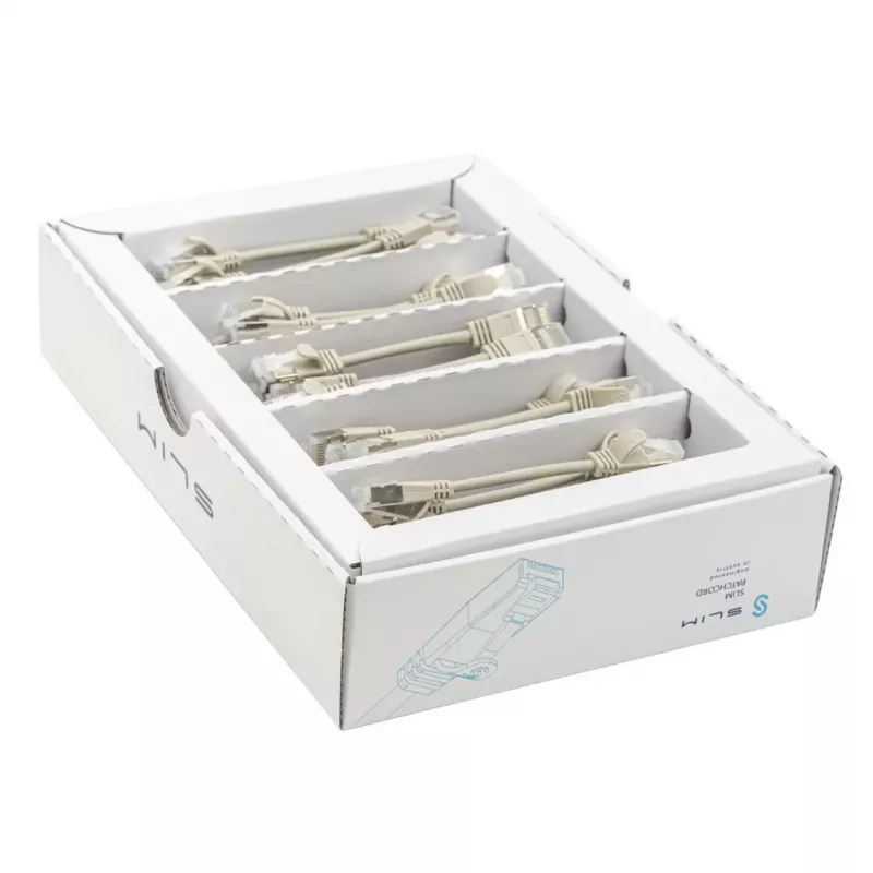 Wirewin SLIM KAT6A 10 Gigabit Light -verkkokaapeli, 0,1m, U/FTP, Ø3,8mm, harmaa, 50 kpl:n pakkaus (SLIM-LS-K6A 0.1 50)