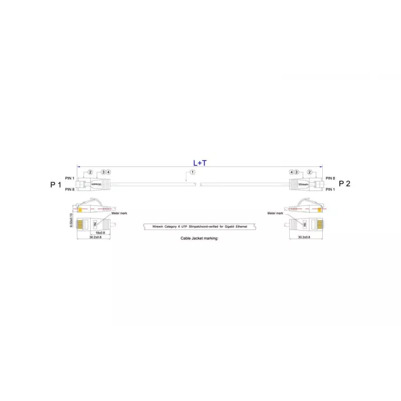 Wirewin Cat.6 SLIM-Light -patchkaapeli U/UTP 1,5 m musta PKW-LIGHT-K6 1.5 SW