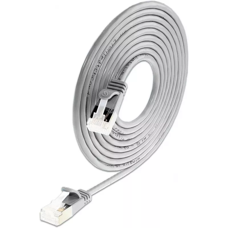 Wirewin SLIM-LS-K6A 0,15 50 Cat6A Slim Ethernet -patchkaapeli, 0,15 m, U/FTP, harmaa, 50 kpl:n pakkaus