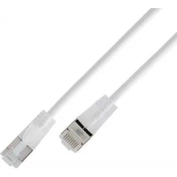 Wirewin SLIM KAT6A 10 Gigabit Light -patchkaapeli, U/FTP, läpinäkyvät pistokkeet, 0,5 m, valkoinen SLIM-L-UF-K6A-TL 0.5 WT