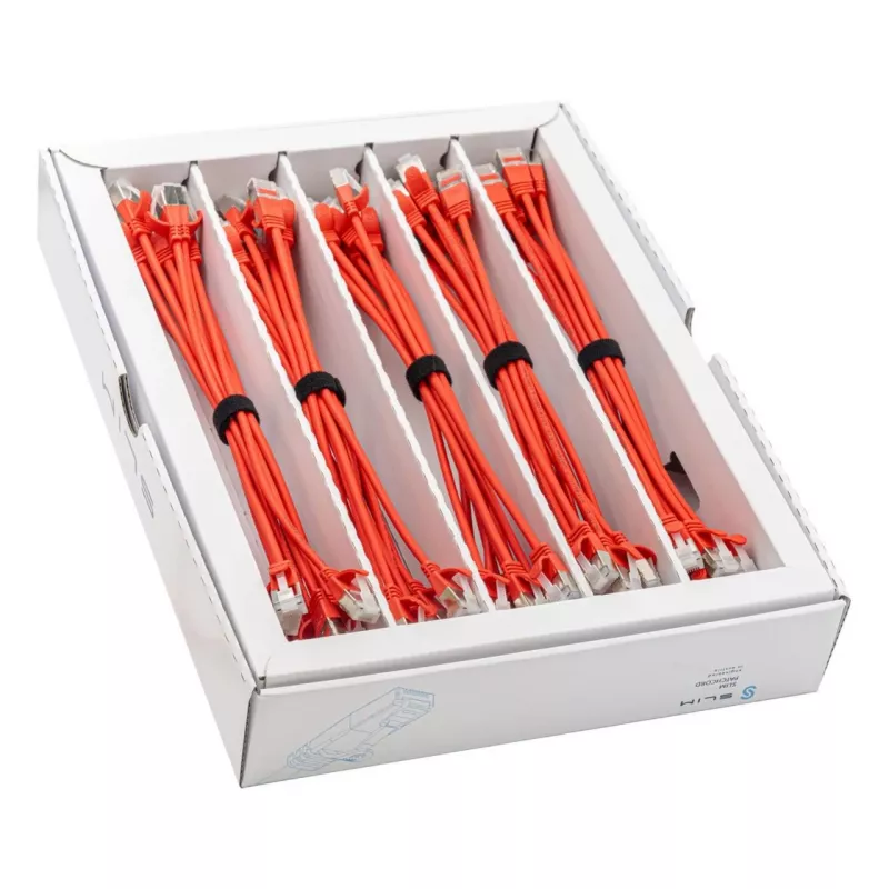 Wirewin SLIM-LS-K6A 0.25 RD 50 - Cat.6A U/FTP Slim Ethernet-verkkokaapeli, 0,25m, punainen, 50 kpl:n pakkaus