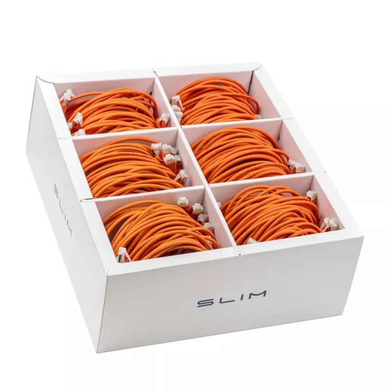 Wirewin SLIM-LS-K6A 0.5 OR 90 Cat.6A U/FTP Slim verkkokaapeli, 0,5m, oranssi, 90 kpl:n pakkaus