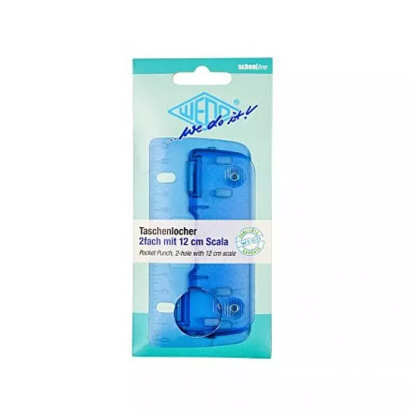 WEDO 67803 jäänsininen taskulävistin, 2 reikää, 8 arkkia, 6 mm