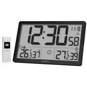 KIENZLE Jumbo NEO LCD sääasema seinäkello musta