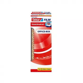 Tesa 57402 Office Box läpinäkyvä pakkausteippi, 33 m x 12 mm, 12 rullaa