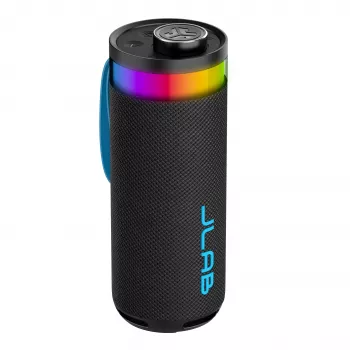 JLab Go Party kannettava Bluetooth-kaiutin, 20W lähtöteho, IPX6 vedenkestävyys, 15 tunnin akku, sisäänrakennettu mikrofoni, valotilat, musta