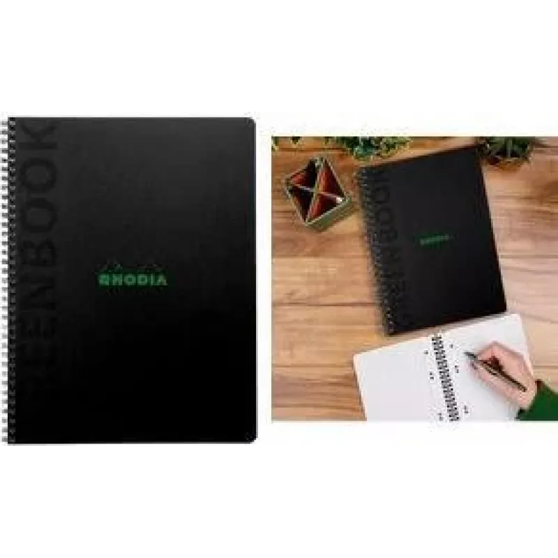 Rhodia Greenbook College muistikirja A5+ ruudullinen musta 119924C
