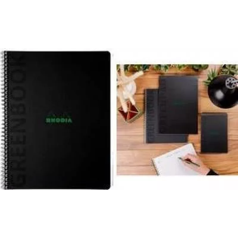 RHODIA Greenbook collegelehtiö A4+ ruudullinen musta kierrätetty 80 arkkia 119932C