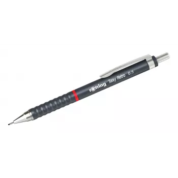 rotring Tikky Retro mekaaninen lyijykynä 0,5 mm harmaa kromattu kiinteä ohjainholkki kumi aaltoprofiili 2202567