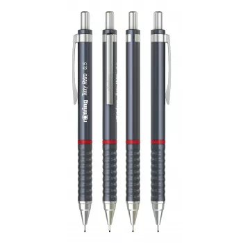 rotring Tikky Retro mekaaninen lyijykynä 0,5 mm harmaa kromattu kiinteä ohjainholkki kumi aaltoprofiili 2202567