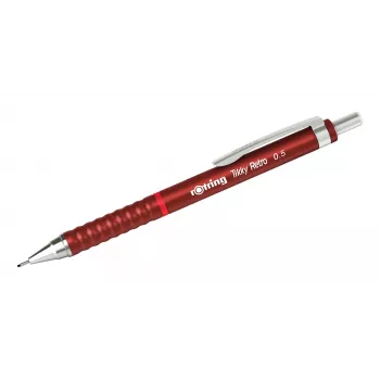 Rotring Tikky Retro mekaaninen lyijykynä 0,5 mm punainen kromattu holkki kumipinta 2202568