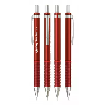 Rotring Tikky Retro mekaaninen lyijykynä 0,5 mm punainen kromattu holkki kumipinta 2202568