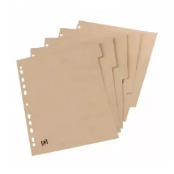 Oxford TOUAREG A4 kartonkivälilehdet, 5 välilehteä, tyhjä, beige, kierrätyspaperi 280 g/m², yleisreijitys (1 sarja) 100204964